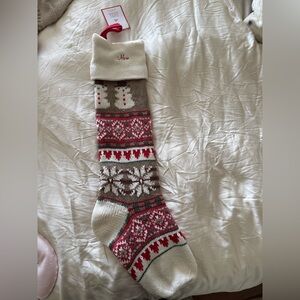 Pottery Barn Fair Isle Knit Christmas Stocking - Red, White, Brown